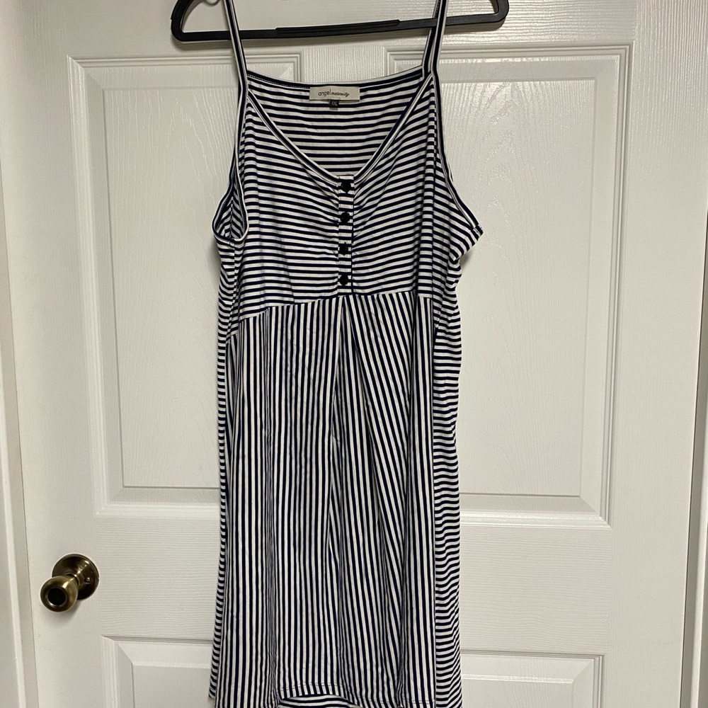 Striped Navy and White Spaghetti Strap Dress
